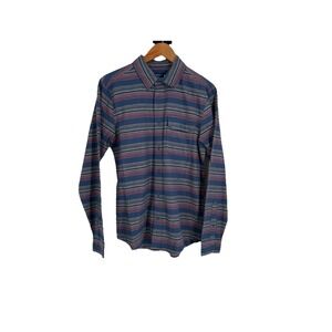 United by Blue Men Cotton Hemp Flannel Button Up Shirt S Colorful Stripe Outdoor